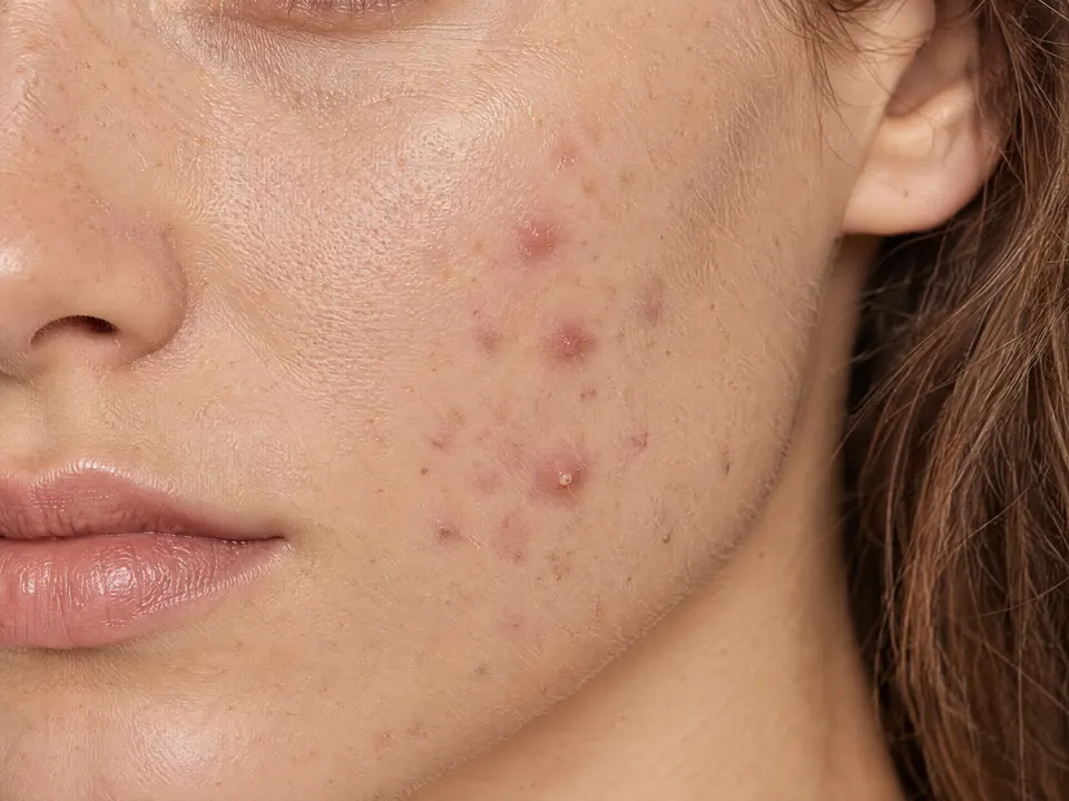 Close up of skin texture on the cheek